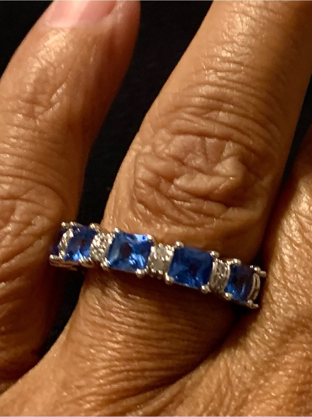 Sapphire & Clear CZ diamond ring